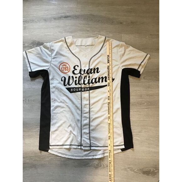 Evan Williams Bourbon Baseball Jersey Mens Medium Grey/Black - Picture 4 of 6